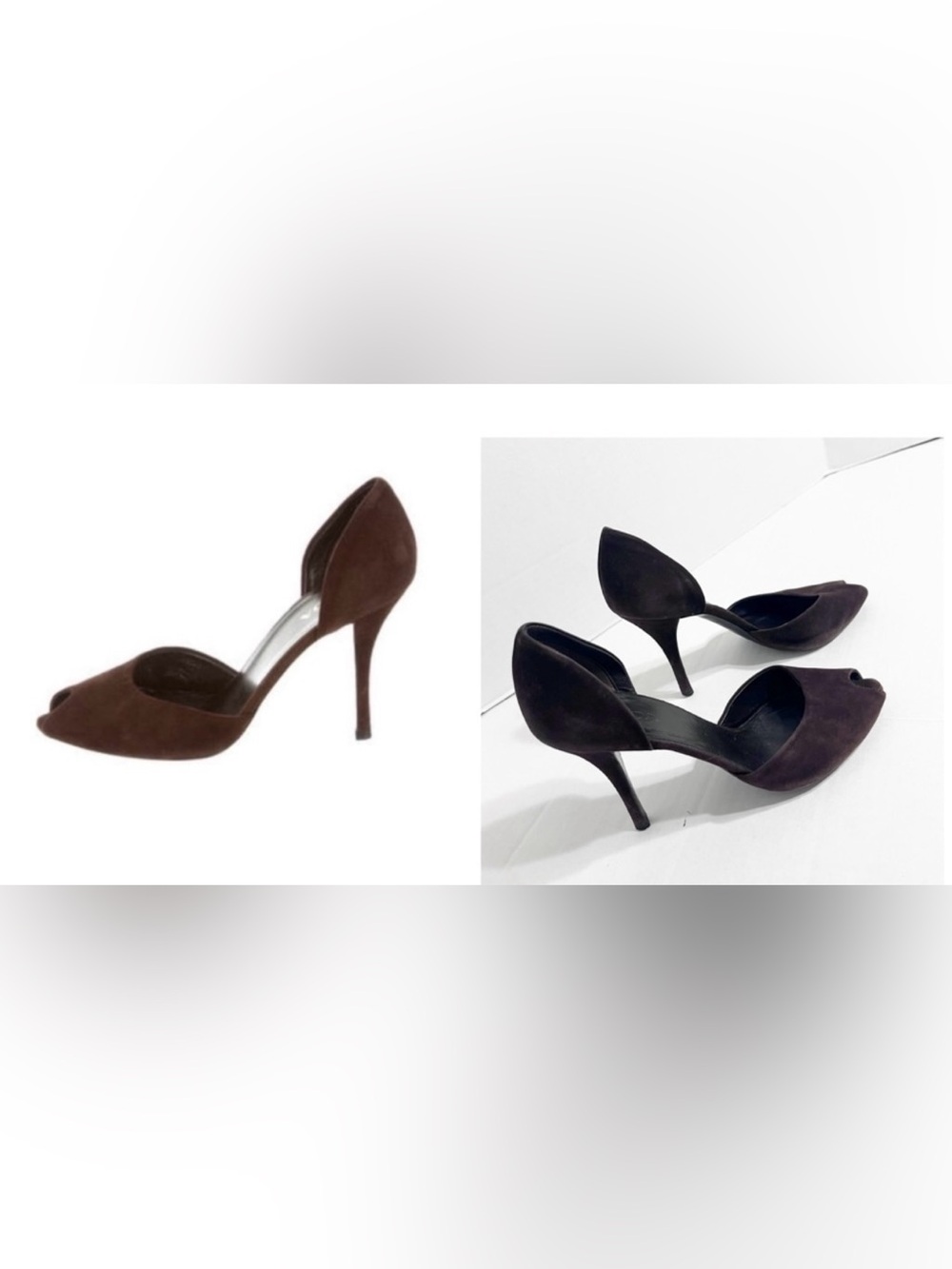 Prada D’Orsay Chocolate Brown Suede Women's Peep Toe Pumps Stiletto Designer